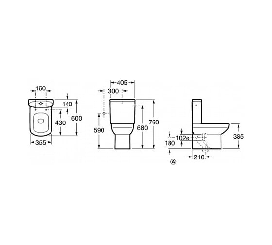 Бачок ROCA Dama Senso Compacto 34151В000 в коробке, нижний подвод воды 00000019011
