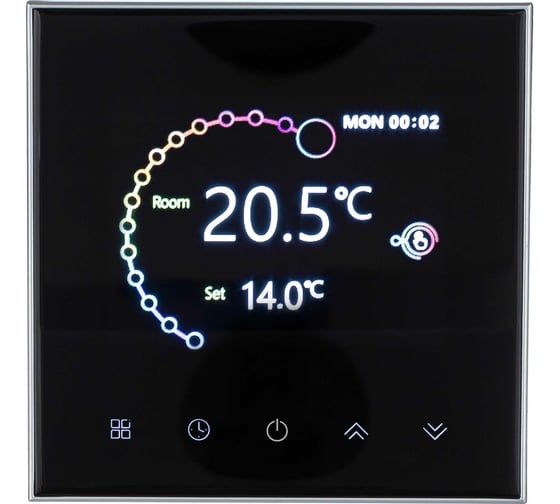 Термостат для бойлера UMNOO cерия 2002 с wifi модулем, черный BHT-2002GСLW-Black trw0022