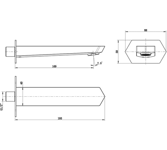 Наполнитель для ванны встраиваемый Lemark, 169 мм, для LM3922C, хром LM3981C