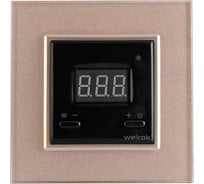 Терморегулятор LIVOLO Welrok AZ Wi-Fi для рамки с электронным управлением, датчик пола 3 м, цвет черный с рамкой шампань WAZ-C701TM-12 NP