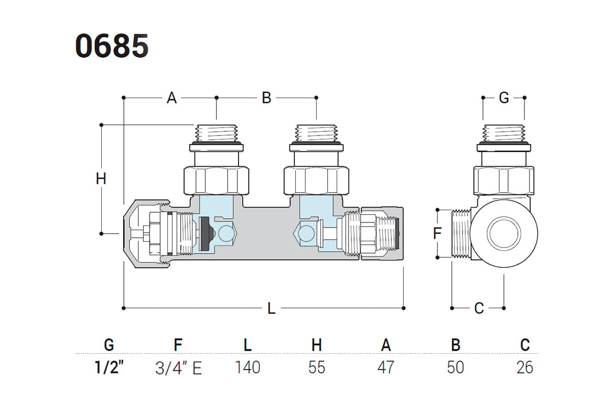 Узел нижнего подключения термостатический SR Rubinetterie угловой 1/2 ...