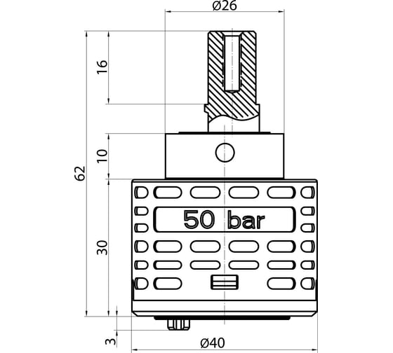 Картридж D=40 мм Elghansa керамический низкий 50 bar KL-40-500-Blister