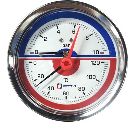 Термо-манометр аксиального подключения 1/4" до 10 бар СТМ CTM14A10