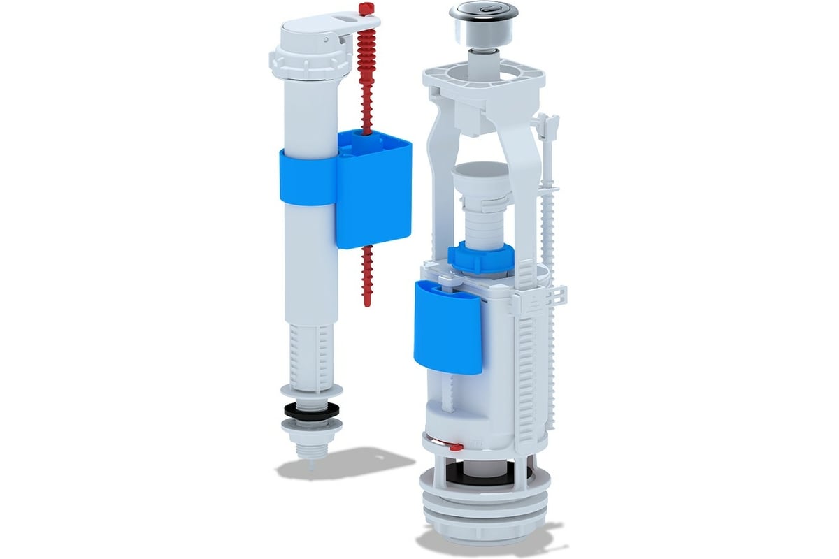 Арматура для бачка АНИ Пласт нижнее подключение, хромированная кнопка, 2  режима WC9510C 023-2660 - выгодная цена, отзывы, характеристики, фото -  купить в Москве и РФ