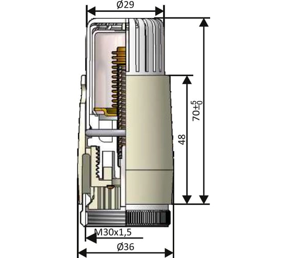 Термостатическая головка SCHLOSSER MINI DIAMANT M30x1,5, RAL 9005 601100033 Ral 9005