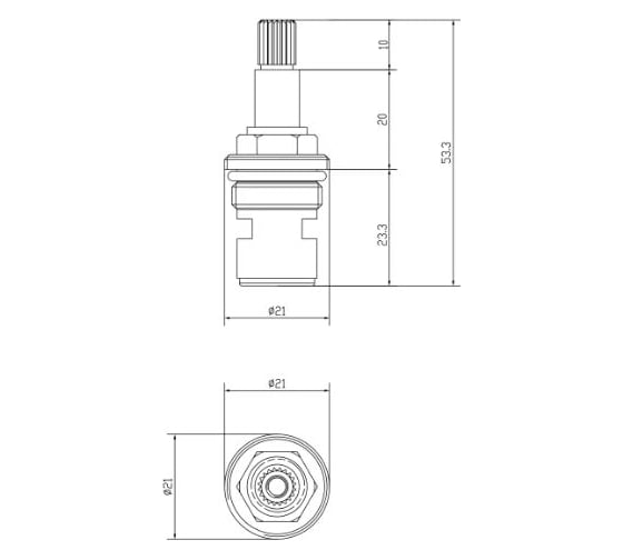 Кран-букса Lemark М18x1.5 (20 шлицов) с керам. прокладками, поворот 90, горячая, блистер LM8096R-BL