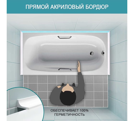 Бордюр акриловый для ванны BNV ГЛ24 180 см, белый 4603320007566
