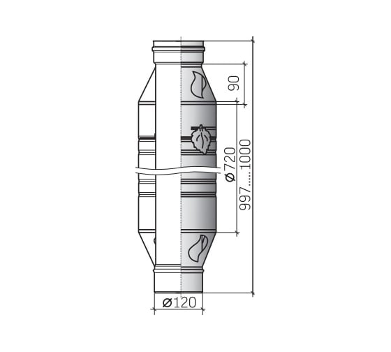 Конвектор трубный ТЕПЛОВиСУХОВ L1000 КТр-Р 430-0,8, D120/115(120) TS.KMP.KNV.0115.72311 TS.KMP.KNV.0120.72311