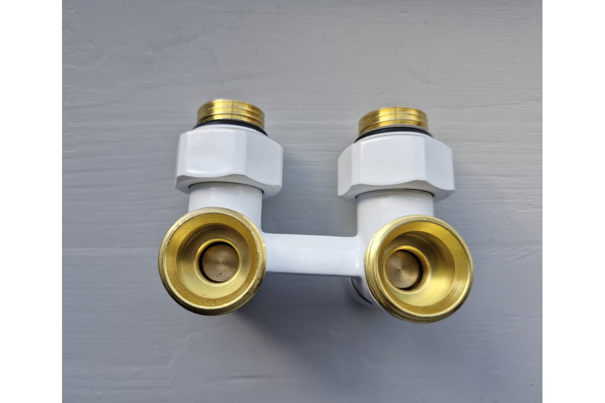 Узел подключения для радиатора белый, угловой, мультифлекс со сгонами ...