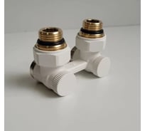 Узел подключения для радиатора белый, угловой, мультифлекс со сгонами на 50 мм VIVALDO 3/4" НГ (1/2" НР) х 3/4" НР AHRV-WH