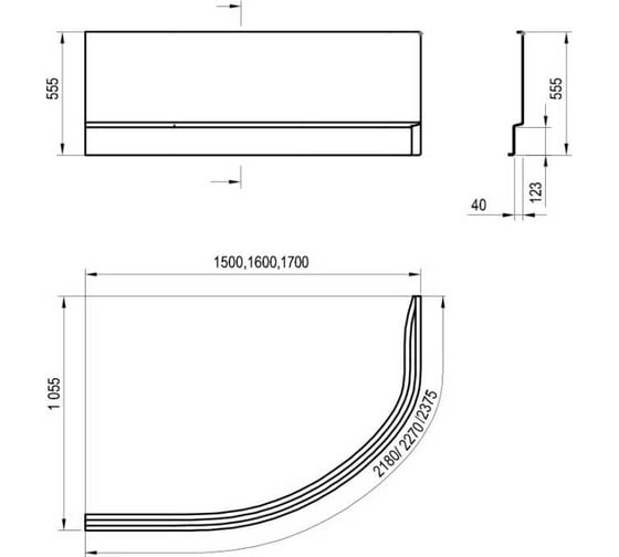 Передняя панель RAVAK A ROSA II P 170 см N белая CZ41200AN0