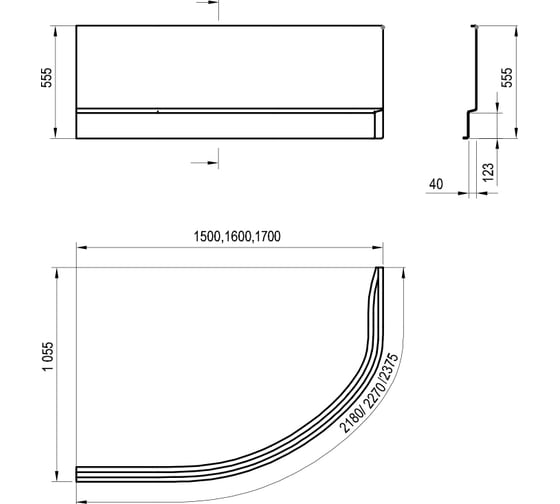 Передняя панель RAVAK A ROSA II L 150 см N белая CZK1200AN0