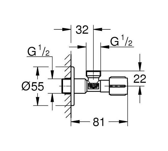 Угловой вентиль Grohe 1/2", фантомный черный 22074KF0