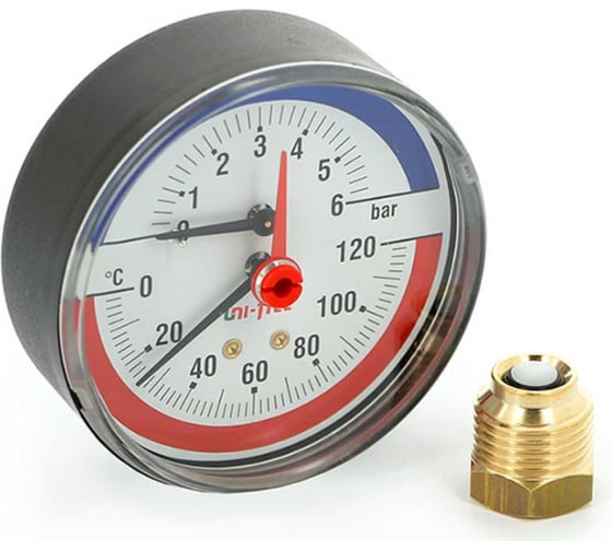 Термоманометр аксиальный Uni-Fitt 6 бар, 120 C, диаметр 80 мм, 1/2"Н 310D2442