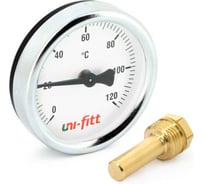 Термометр погружной аксиальный Uni-Fitt 120 C, диаметр 80 мм, гильза 50 мм, 1/2"H 321D4242