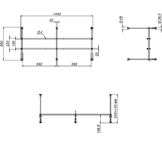 Разборный каркас для ванны AM.PM 150x70 см W01A-150-070W-R