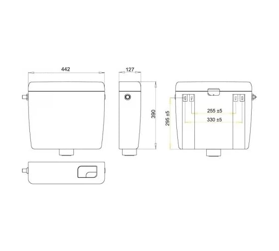 Универсальный бачок для унитаза Alcadrain A93-1/2" ALCA UNI DUAL 00022217