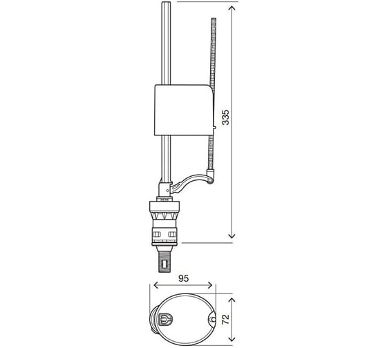 Клапан наполнительный OLI UNI BOTTOM нижняя подводка, 1/2", пластик 562163