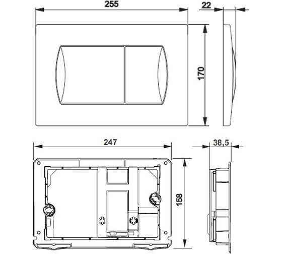 Смывная клавиша Roca ACTIVE Pl 62 B хром для ПЭК VICTORIA, MATEO, MITOS 00048250