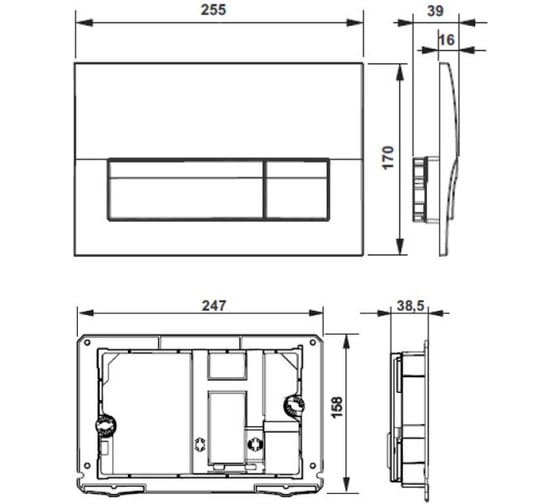 Смывная клавиша Roca ACTIVE Pl B01 хром для ПЭК GAP 00048252