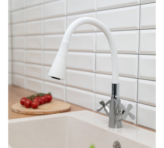 Излив смесителя для кухни СоюзКран силиконовый, 2 режима, белый 565-012