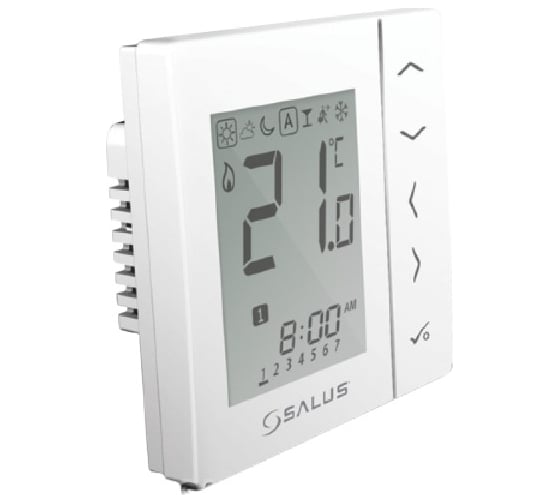 Беспроводной электронный программируемый терморегулятор 4 в 1 Salus Controls с питанием 230 В, белый VS10WRF