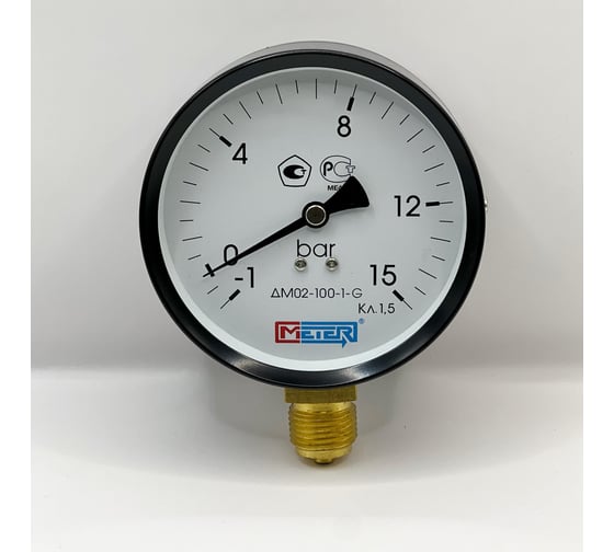 Манометр МЕТЕР ДМ 02-100-1-G Р=-1..15 бар G1/2 кл.1.5 682 1
