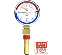 Термоманометр Физтех МПТ 0…120C/0…1,6 МПа кт.2,5 d.100 IP40 G1/2 РШ L64 4687205455499