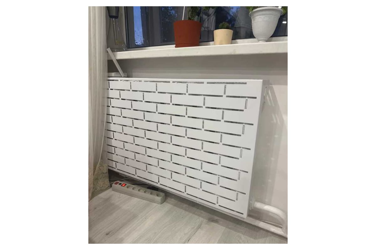 Экран на чугунный радиатор СКП Лофт 90 см, на 8-9 секций, белый ЭРЧ ...