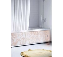 Экран пластиковый под ванну Alavann Elegant 150 см, кремовый мрамор, раздвижной на алюминиевом профиле, 3 дверцы ALV0928004