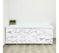 Экран пластиковый под ванну Alavann Elegant 170 см, черно-белый мрамор, раздвижной на алюминиевом профиле, 3 дверцы ALV0929005