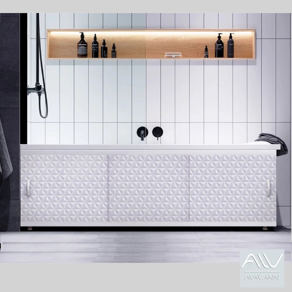 Экран пластиковый под ванну Alavann Elegant 170 см, суланж, раздвижной ...