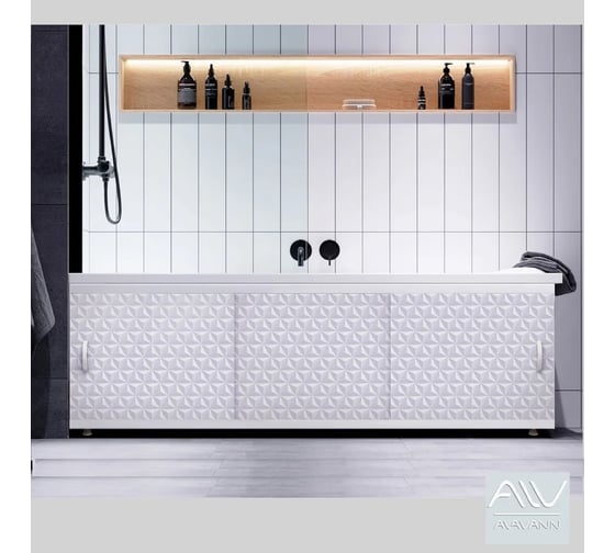 Экран пластиковый под ванну Alavann Elegant 150 см, суланж, раздвижной на алюминиевом профиле, 3 дверцы ALV0928003
