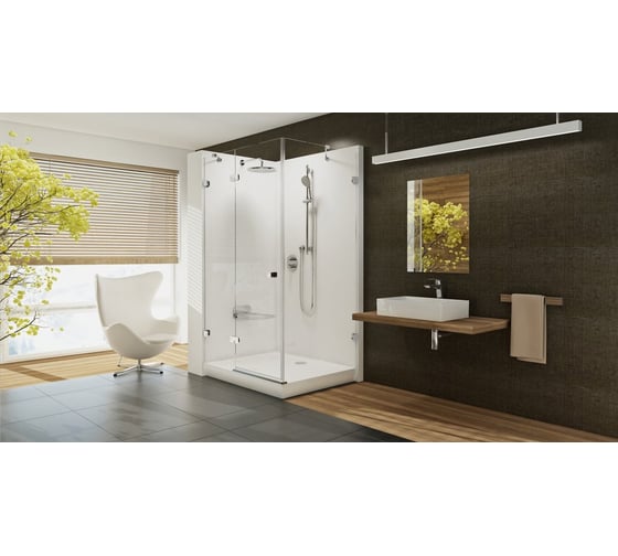 Угловая панель Ravak GIGANT PRO 100x80, левая, с креплением. белая XA83AL01010