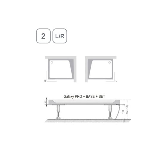 Угловая панель Ravak GIGANT PRO 120x90 Правая с креплением белая, XA83GP71010 00000018554