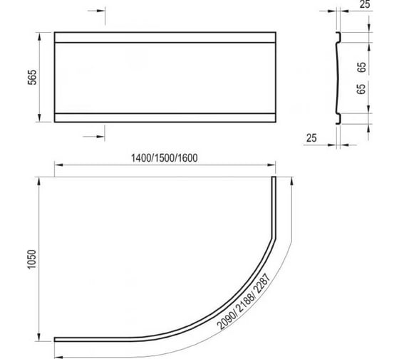 Передняя панель A для ванны  Ravak ROSA 150 (L,R)см белая CZJ1000A00 00000018349