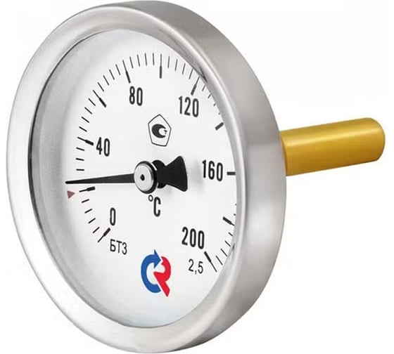 Осевой термометр РОСМА  БТ-31.211 (0-120°C) ДК63, длина погружной части 64мм, резьба G1/2, класс точности 2.5, с защитной латунной гильзой D070-00927