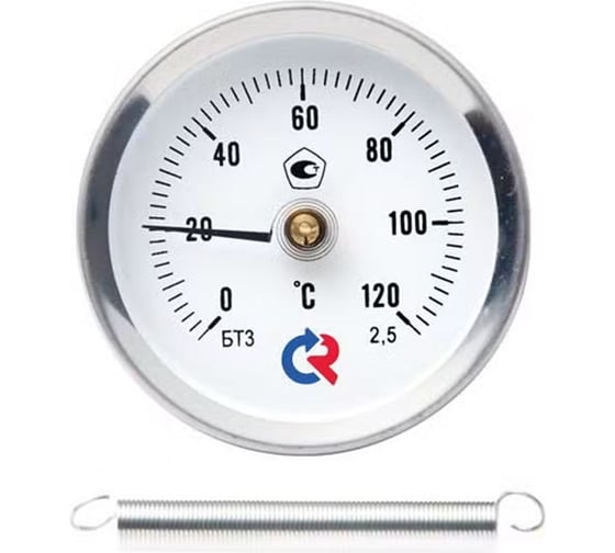 Накладной термометр с пружиной РОСМА  БТ-30.010 (0-150°C) ДК63, биметаллический, класс точности 2.5 D070-00924 1