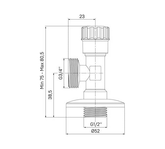 Кран угловой IDDIS с отражателем, 1/2; 3/4, кран-букса, латунь 910B0P2C4CZ