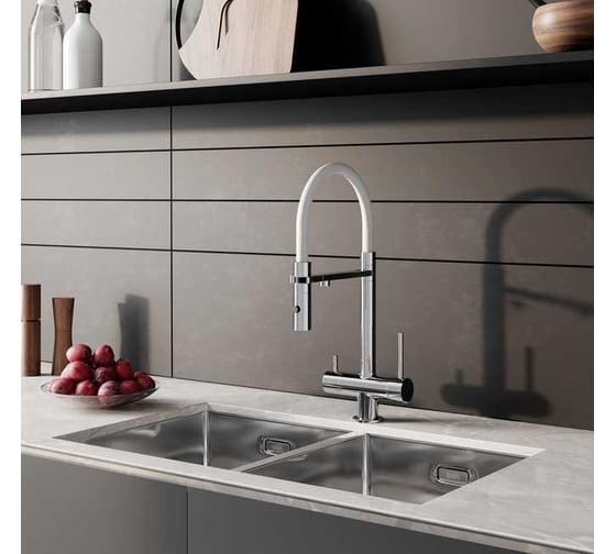 Сменный гибкий шланг для смесителя IDDIS Kitchen Line силикон, цвет белый FSPWH00i59