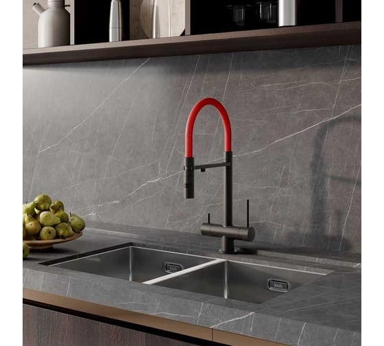 Сменный гибкий шланг для смесителя IDDIS Kitchen Line силикон, цвет красный FSPRD00i59