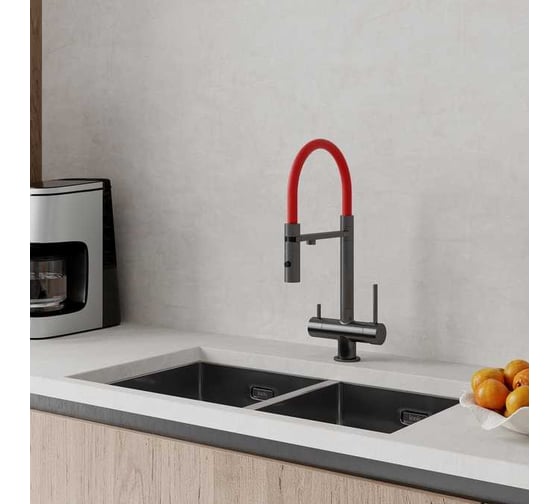 Сменный гибкий шланг для смесителя IDDIS Kitchen Line силикон, цвет красный FSPRD00i59