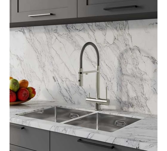 Сменный гибкий шланг для смесителя IDDIS Kitchen Line силикон, цвет серый FSPGR00i59