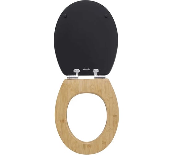 Cиденье для унитаза Wirquin Black Touch ЧЕРНЫЙ БАМБУК микролифт, крепления, нержавеющая сталь 420722853