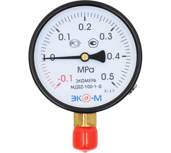 Манометр (вакуумметр) ЭКО-М Экомера G1/2 МД02-100мм-G-(-0,1..0,5)МПа