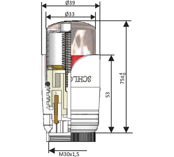 Термостатическая головка SCHLOSSER BRILLANT SH M30x1.5, хром 600200003