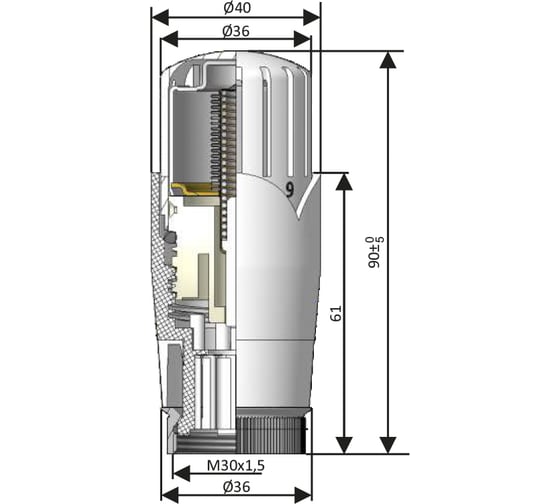 Термостатическая головка SCHLOSSER DR Diamant M30x1.5, под клапан RTD-N Danfoss 600100005
