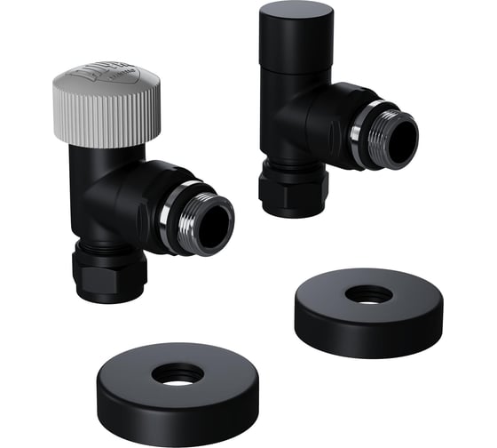 Набор термостатический угловой Royal Thermo Design Pro 15 мм, М30x1.5, черный НС-1646650