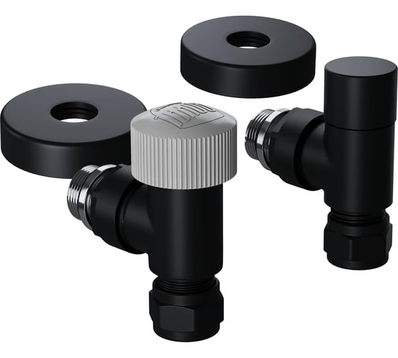 Набор термостатический угловой Royal Thermo Design Pro 15 мм, М30x1.5, черный НС-1646650