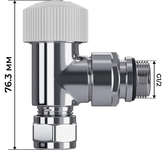 Набор термостатический угловой Royal Thermo Design Pro 15 мм, М30x1.5,хром НС-1646649